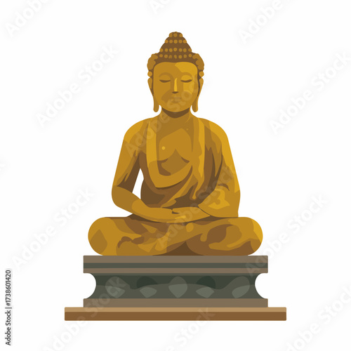 Serene Buddha Statue in Flat Vector Style