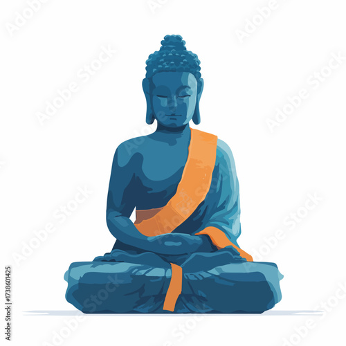 Serene Buddha Statue in Flat Vector Style