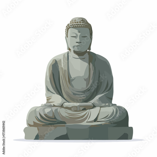 Serenity Buddha Statue Icon in Flat Design