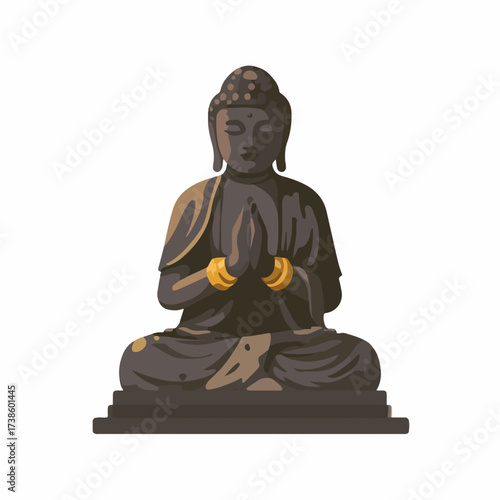 Buddha Statue Flat Vector Icon Design