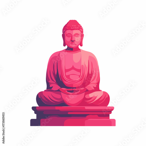 Serene Buddha Statue Flat Vector Icon