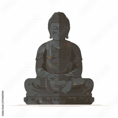 Buddha Statue Flat Vector Icon Design