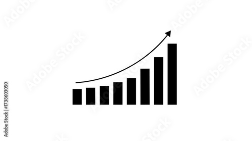 Business growth concept in graph chart showing marketing sales profit increasing to future target. business graph success Statistics bars columns growth animation arrow on white background.