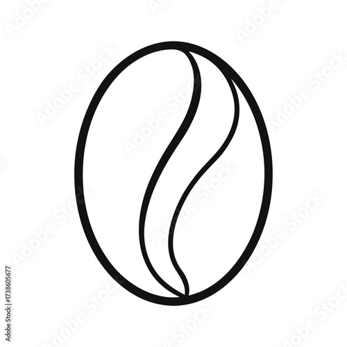 Coffee Bean Outline Line Art Vector