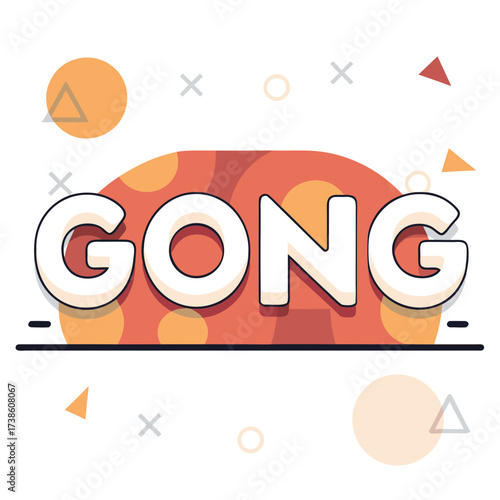Colorful graphic design of the word 'GONG' with abstract shapes  