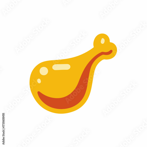 Minimal Chicken Leg Vector Icon Design