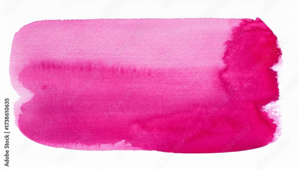 Fototapeta premium bright pink color hand drawn watercolor rectangular shape spot isolated on white background