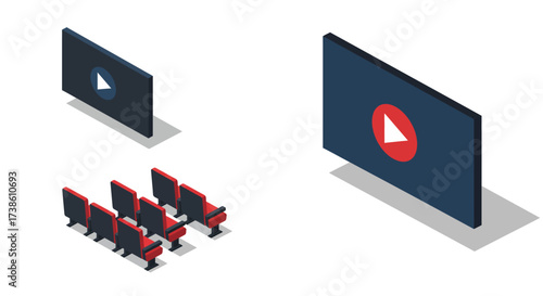 Festive christmas elements with santa, snowmen, and gifts in flat style