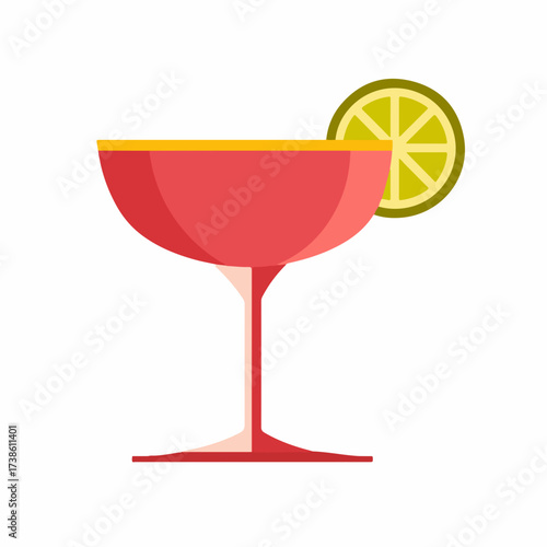 Sleek Cocktail Glass Icon in Flat Vector Style