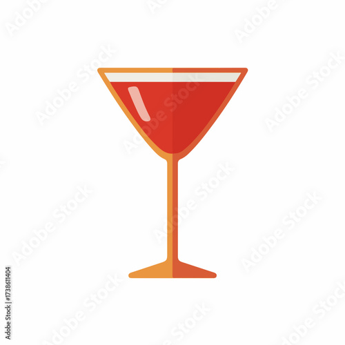 Elegant Cocktail Glass Icon in Flat Style