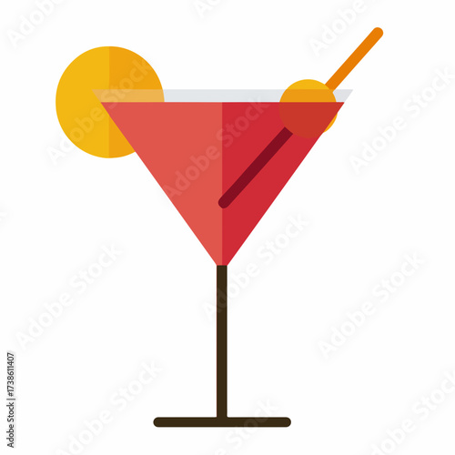 Elegant Cocktail Glass Icon in Flat Style
