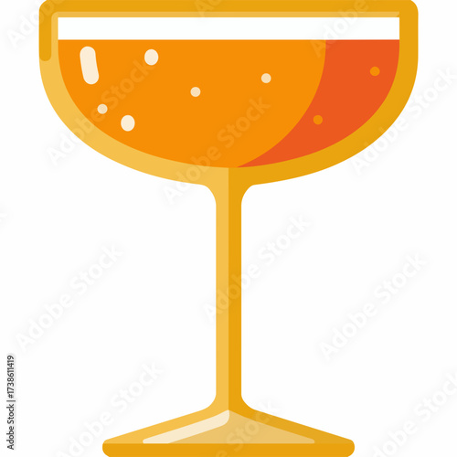 Sleek Cocktail Glass Icon in Flat Vector