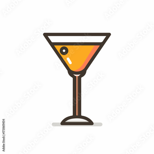 Elegant Cocktail Glass Icon Silhouette