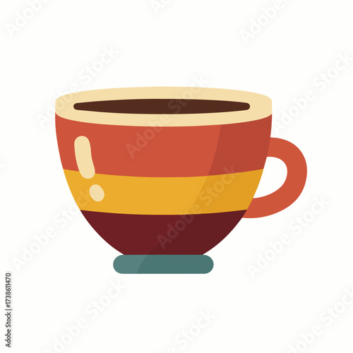 Colorful Coffee Cup Icon in Flat Style