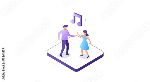 Couple sharing an umbrella on a rainy day in minimalist style