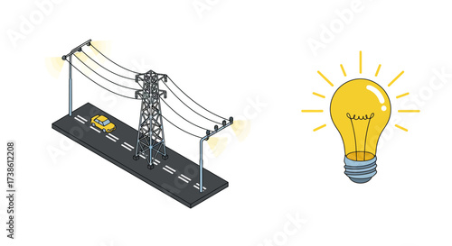 Isometric camping scene with tent and campfire in forest setting