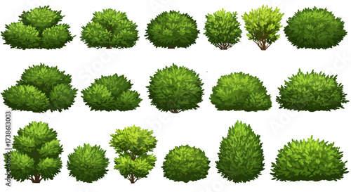 Glossy blue water droplets collection on white background