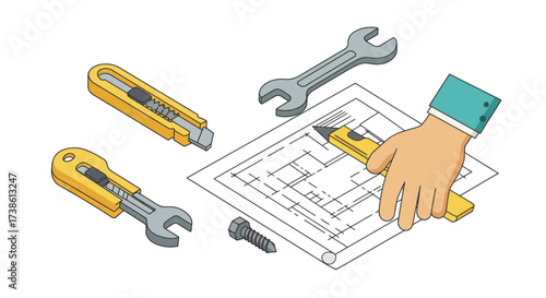 Flat design car collision scene with smoke and debris impact