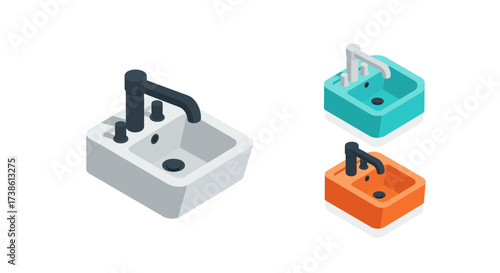 Minimalist fuel station scene with car and pump on white background