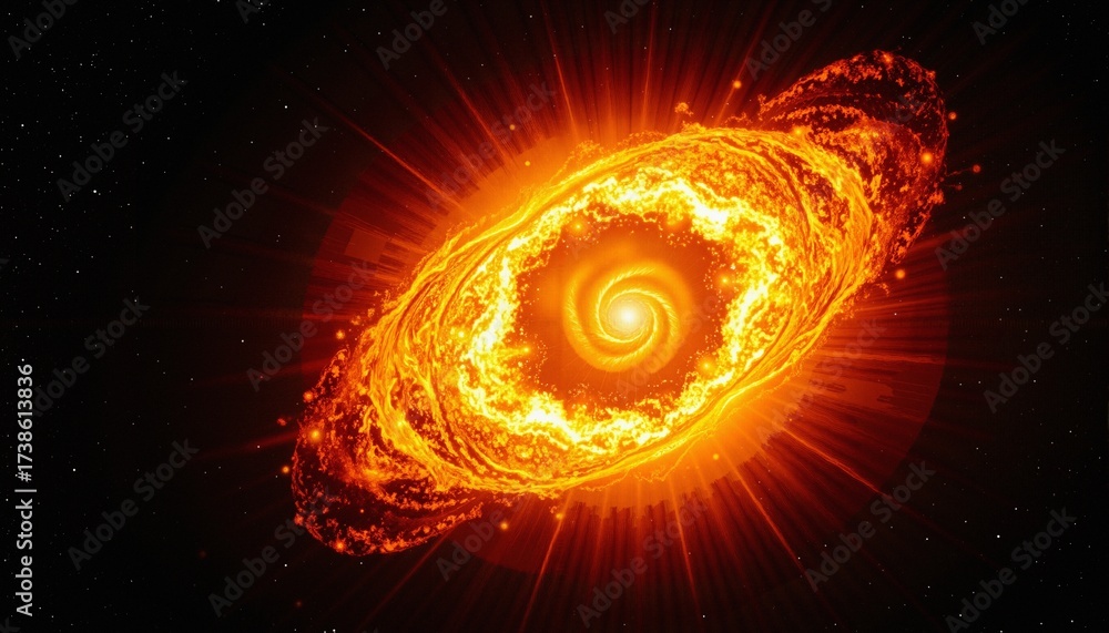 Obraz premium Fiery Spiral Galaxy in Space