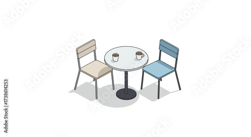 Cozy market stalls with cookies and hot cocoa in isometric style