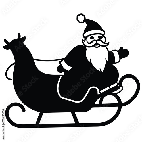 santa riding sleigh vector icon