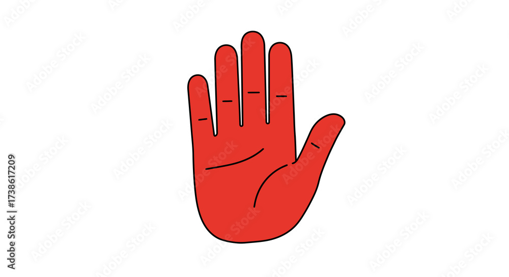 Obraz premium Red hand silhouette on white background