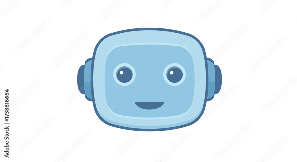 Obraz premium Cute blue robot face icon with minimalist design for tech themes