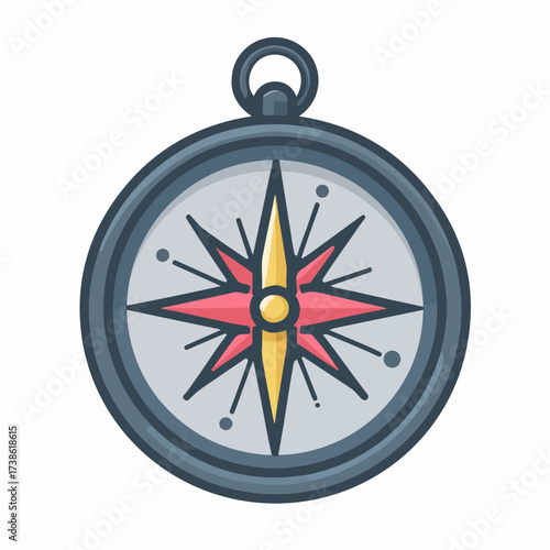 Simple Compass Icon in Flat Style