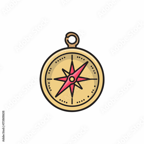 Minimalistic Compass Icon in Flat Style