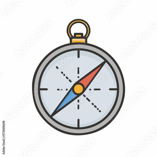 Minimalistic Compass Icon in Flat Style