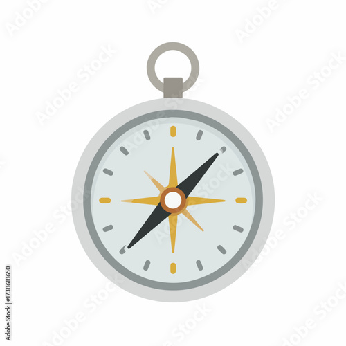 Outlined compass icon in flat style