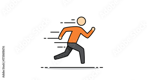 Dynamic linear art of running person in motion with minimalist style