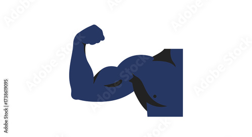Muscular arm flexing silhouette in minimalist style