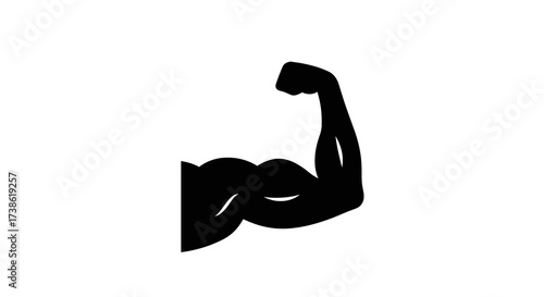 Silhouette of flexed arm muscle on white background for fitness and strength…