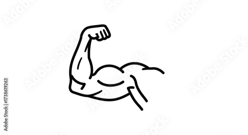 Muscular arm silhouette flexing bicep in bold linear design