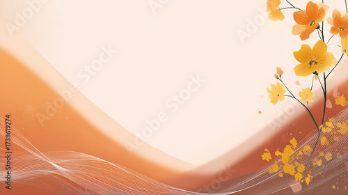 Floral branch illustration on gradient background, for website or presentation use