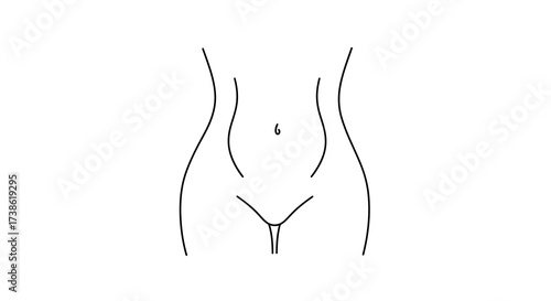 Minimalist line art female body outline focusing on curves and feminine silho…