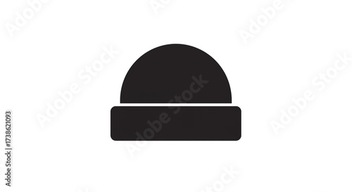 Black Beanie Hat Simple Silhouette Minimalist Design White Background for Apparel Branding