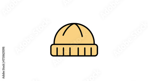 Beanie Hat Simple Flat Design Yellow Color Minimalist Style for Apparel Design