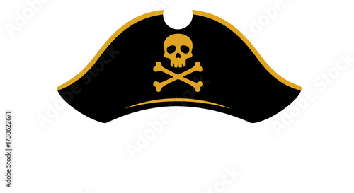 Pirate hat with skull and crossbones on a white background