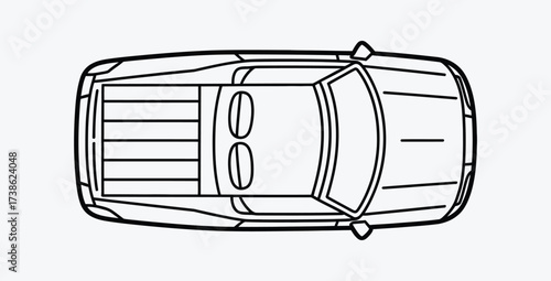 Top view outline of a pickup truck illustration style vector