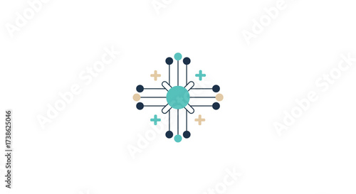 Minimalist tech network icon with geometric arrows and plus signs