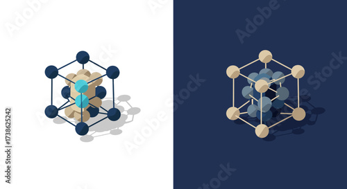 Isometric molecular structures: dual-tone geometric designs
