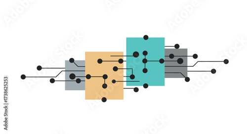 Abstract geometric circuit design with connected dots in modern style