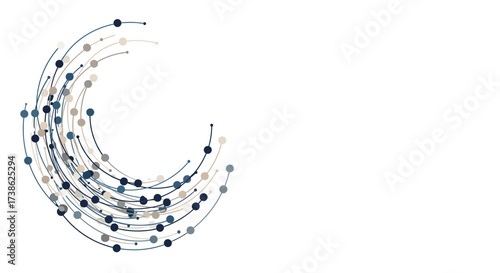 Abstract circular wave with colored dots on white background