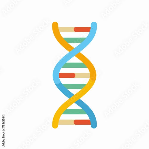 Minimalistic DNA Helix Icon in Flat Design