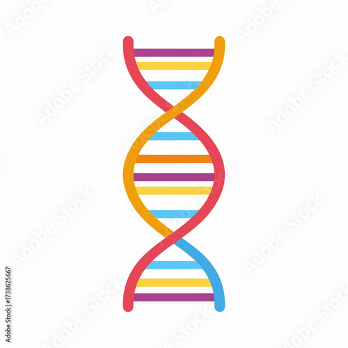 DNA Helix Icon in Flat Vector Style