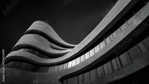 Stunning modern architecture with fluid lines and dramatic shadows perfect for business branding and design projects
