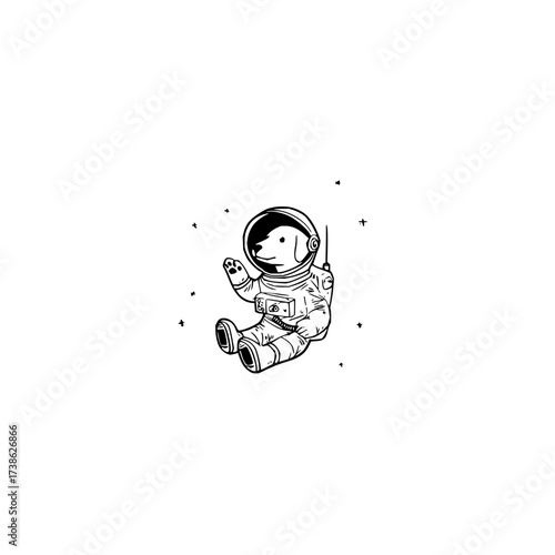 Dog astronaut in space suit vector illustration for t shirt design and print ready artwork design